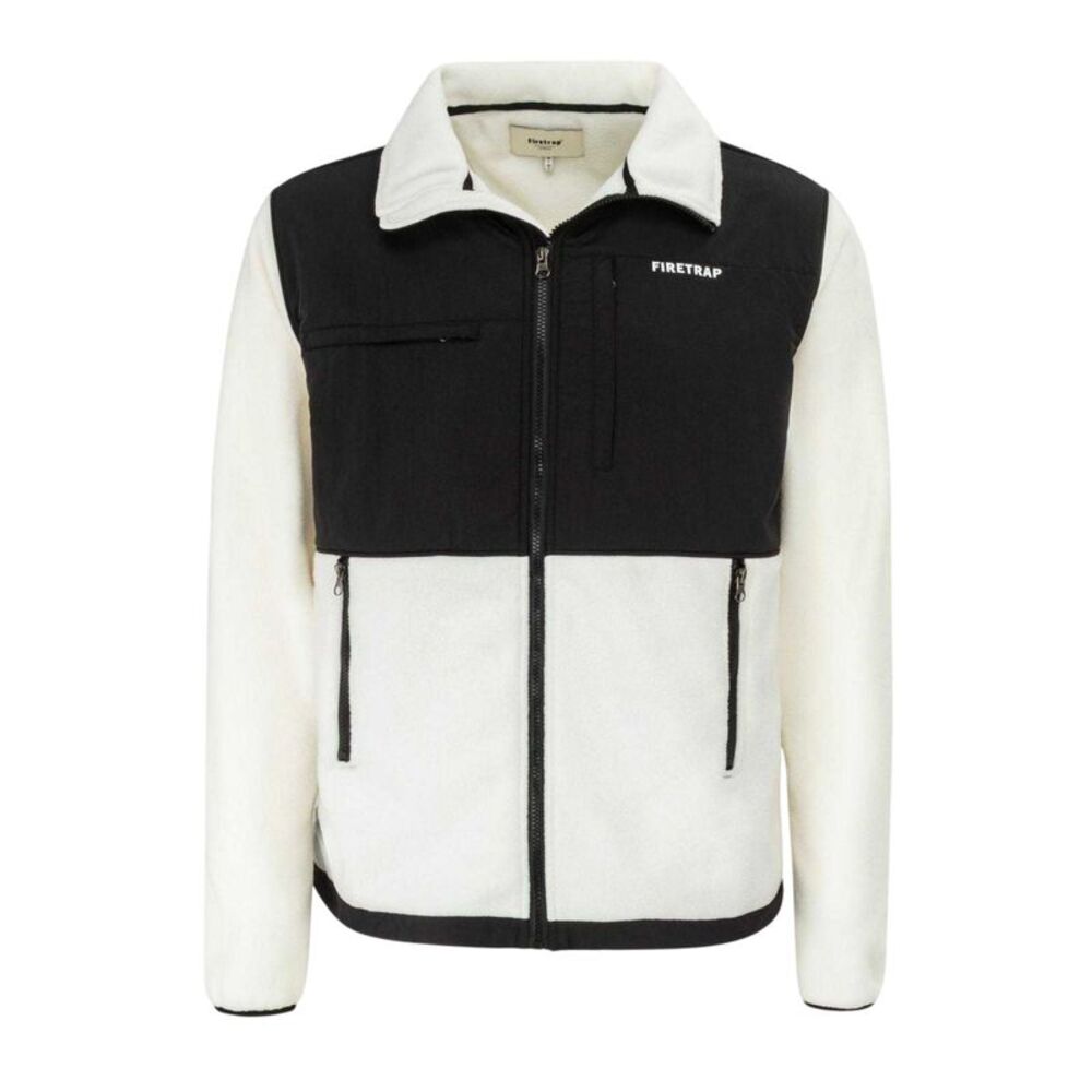 Firetrap Mens Colour Block Fleece Jacket / Natural